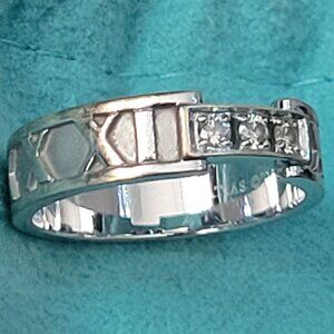 Tiffany & Co. Atlas Diamonds White Gold 750 Italy ring size 7